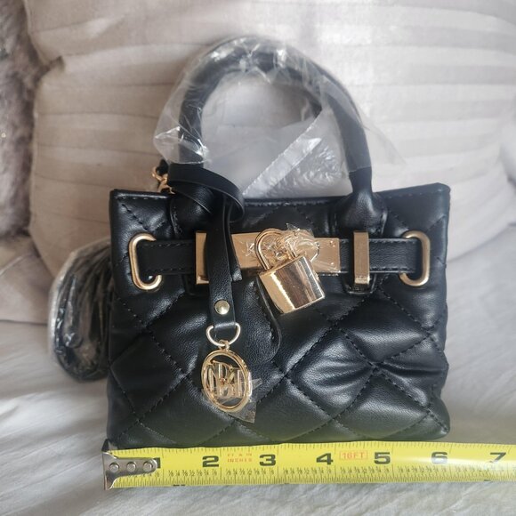 Badgley Mischka Mini Diamond Quilted Tote with front lock NWT - Picture 11 of 12